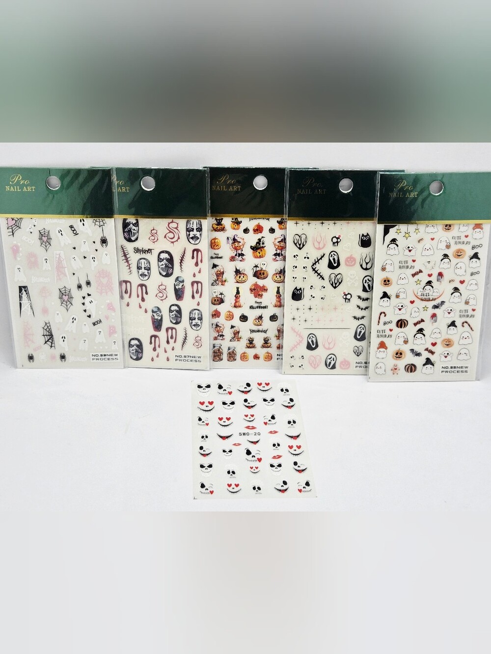 Halloween Nail Art Sticker Decals 6 Sheet Set Ghost face Slip Knot Seasonal